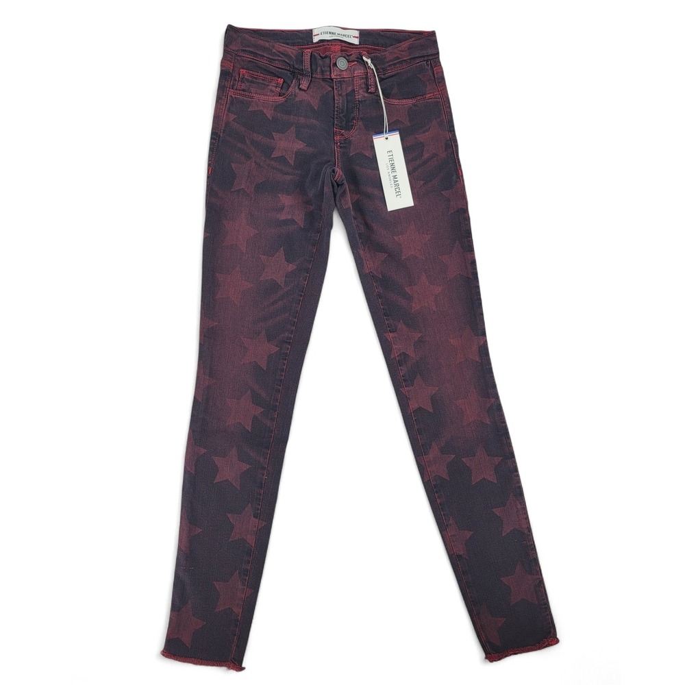 Etienne Marcel Red Star Skinny Jeans Size 24 NWT Stretch Denim Y2K Indie